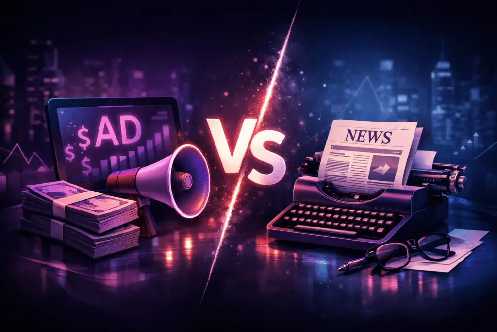 Comparison graphic between PR and traditional news